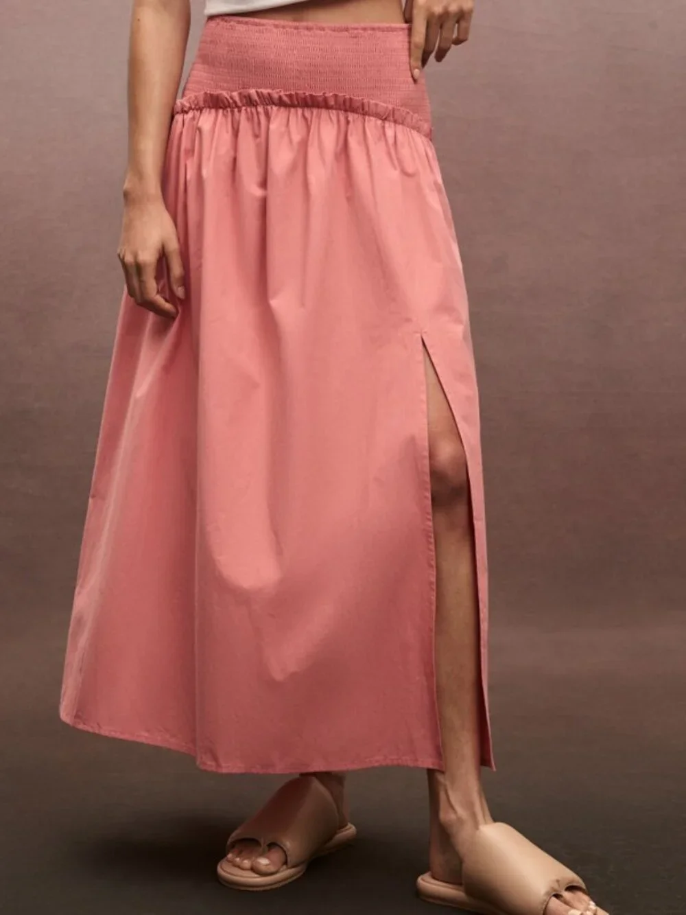 Anthropologie Pink Smocked Yoke Maxi Skirt Size Small 36797 - Picture 1 of 8